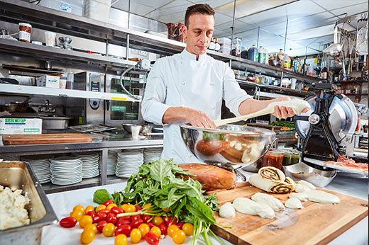 Chef Jimmy Perides making fresh mozzarella